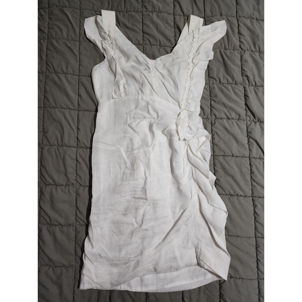 Isabel Etoile Marant Women's White Linen Ruffle Dress Size 38 US 6